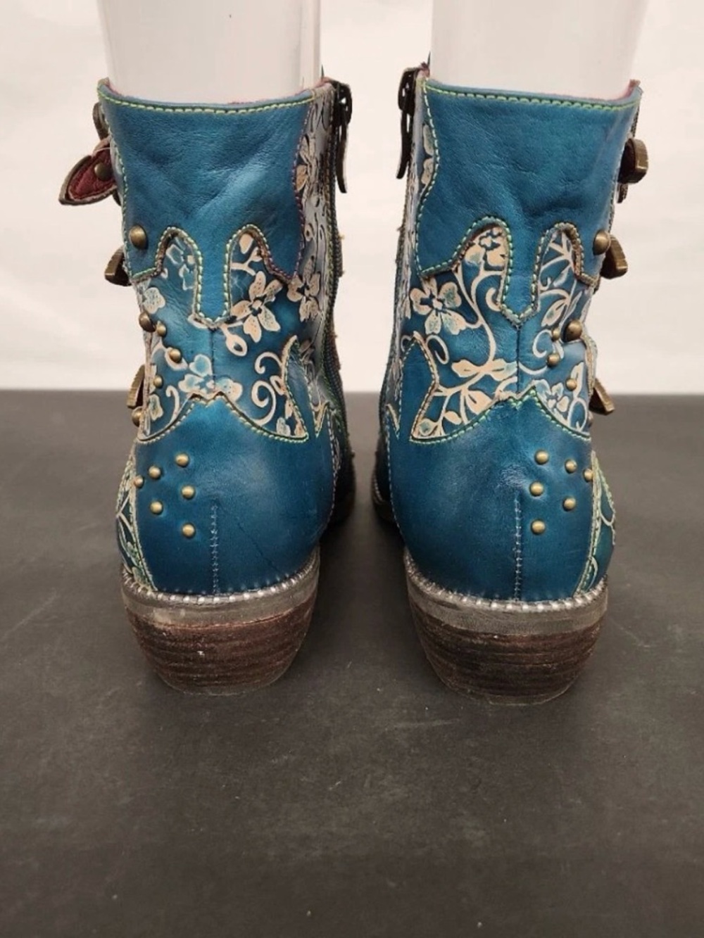 L'Artiste by Spring Step Rodeha Teal Leather Boots EUC - Size 41 (US 10) - Picture 8 of 15